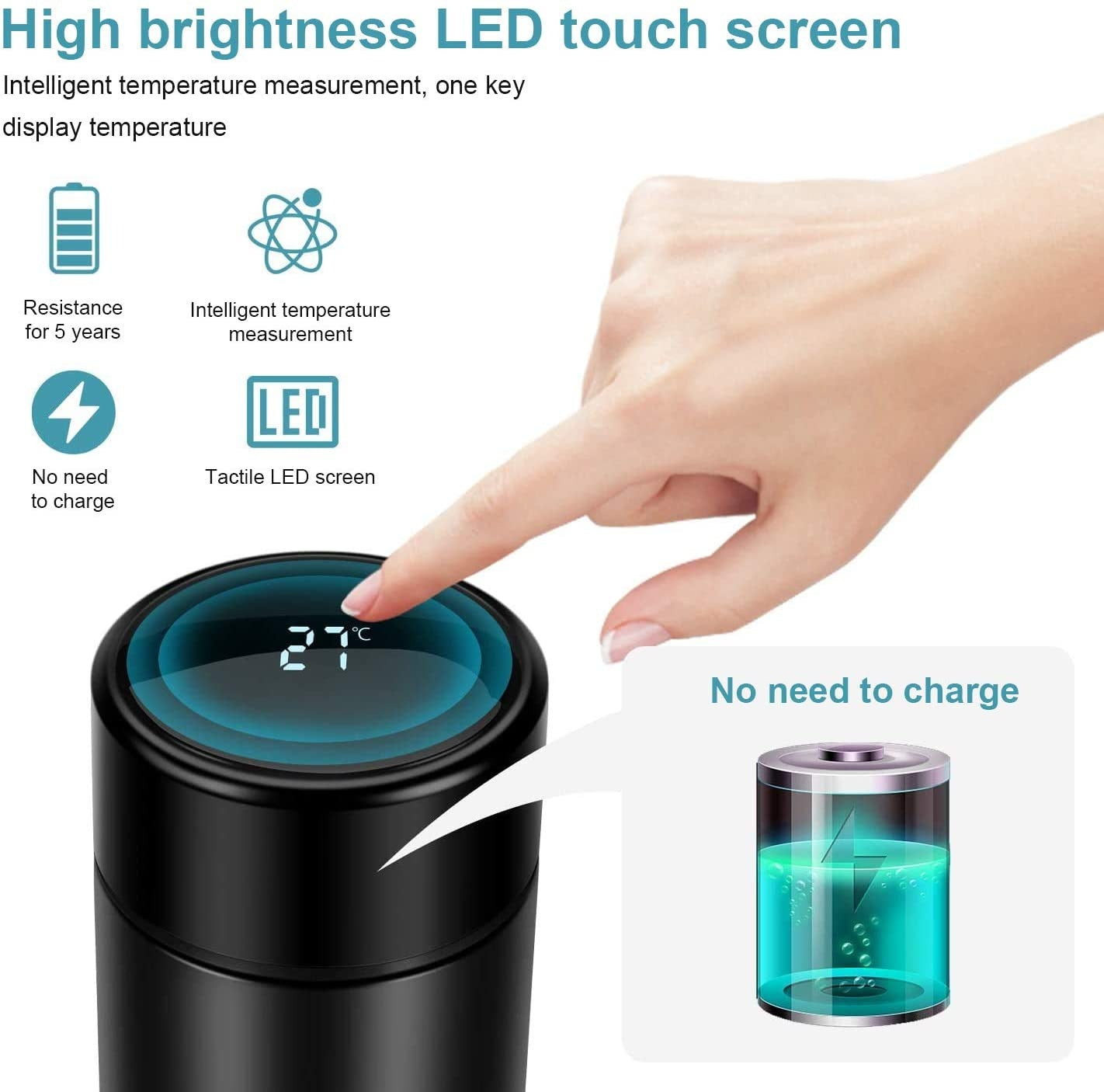 Smart LED Temperature Display Water Bottle – 500ML Stainless Steel Vacuum Thermos (Hot & Cold)